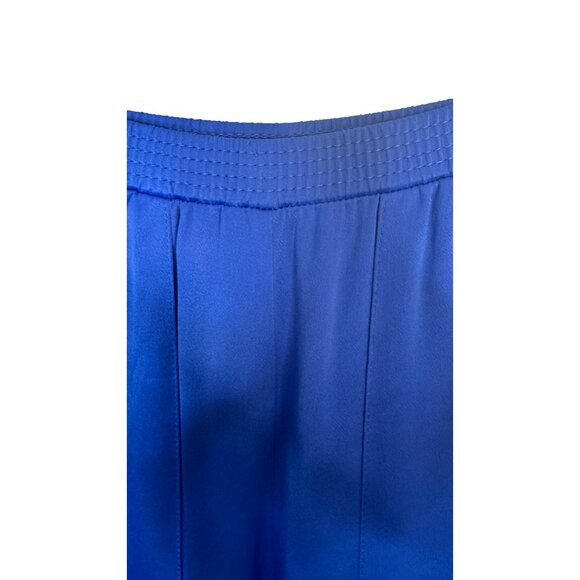 Zara XS Royal Blue Satiny Blend Wide-Leg Pants Elastic Waistband & Front Pockets - Picture 8 of 16